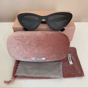 Miu Miu Cat Eye Logo Sunglasses Black 01VS